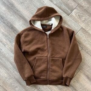 Free Planet Sherpa Lined Full Zip Hoodie Womens Small Brown Fleece Lined Jacket